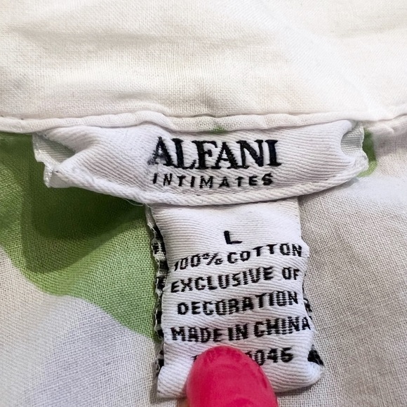 Alfani floral cap sleeve cotton button down lightweight blouse top green white - Picture 5 of 8